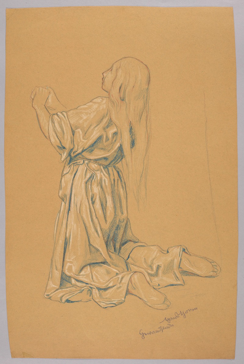 Hans Thoma - Study of a Kneeling Woman