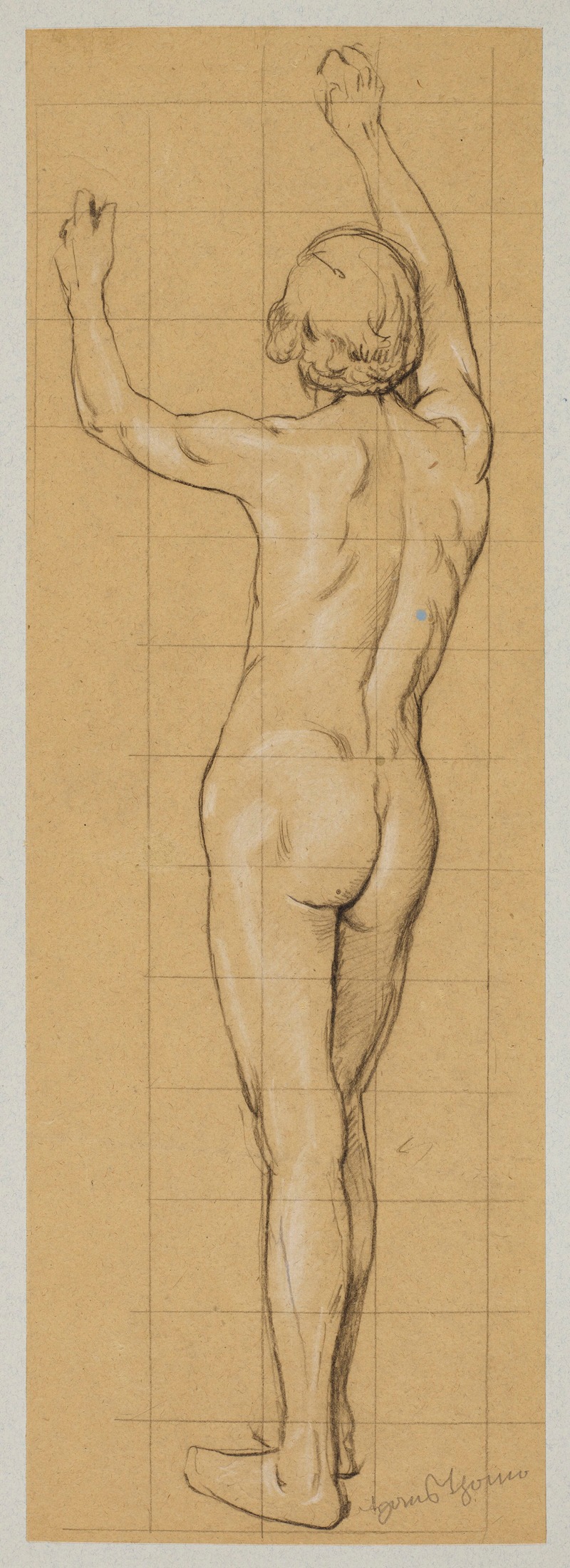Hans Thoma - Study of a Male Nude from the Back