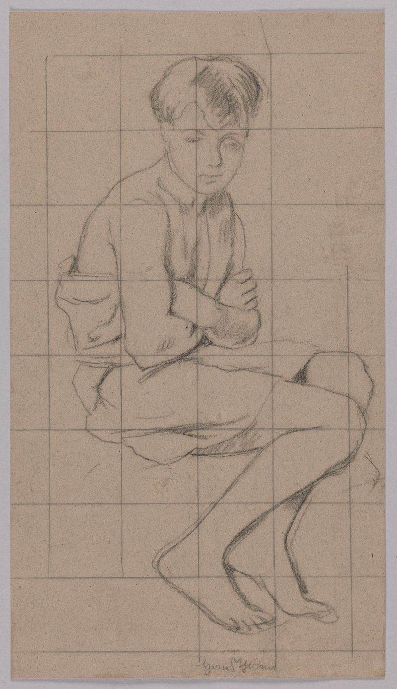 Hans Thoma - Study of a Sitting Boy