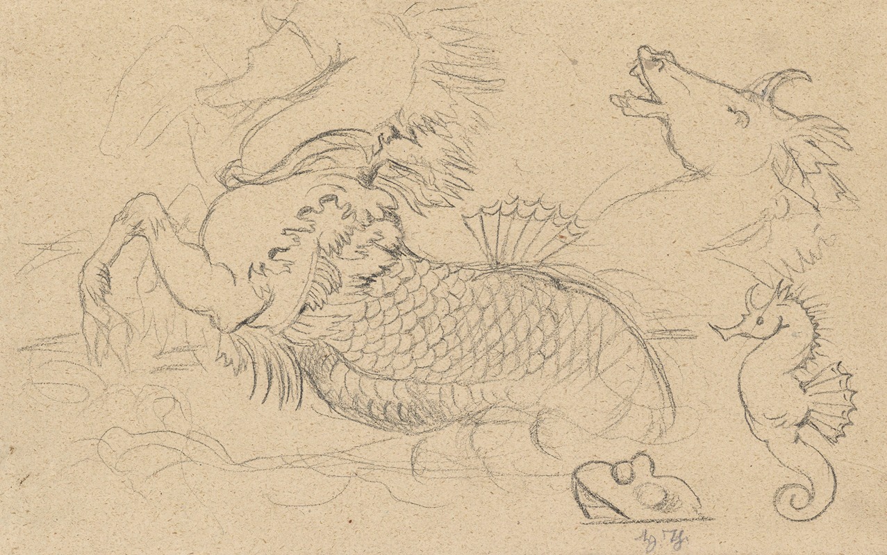 Hans Thoma - Study of sea creatures