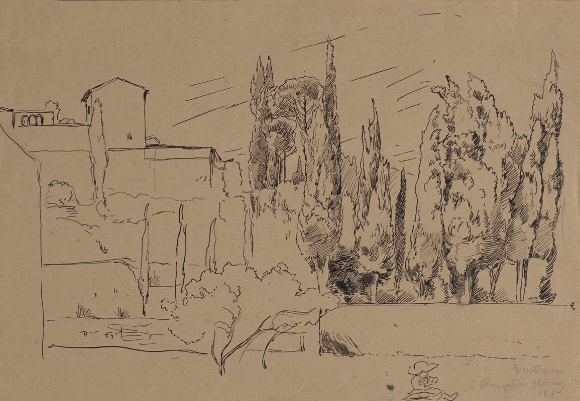 Hans Thoma - Surroundings of the Monastery of St Francis in Florence