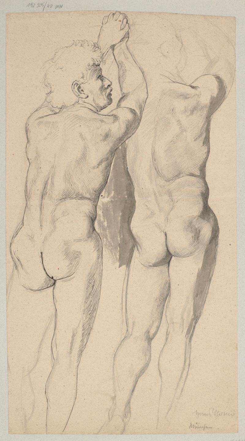 Hans Thoma - Two Studies of a Male Nude