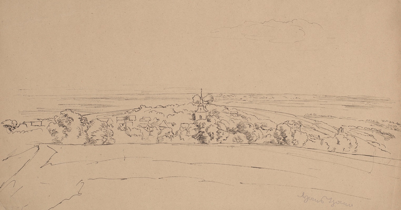 Hans Thoma - Vast Landscape of the Taunus Valley with a Town