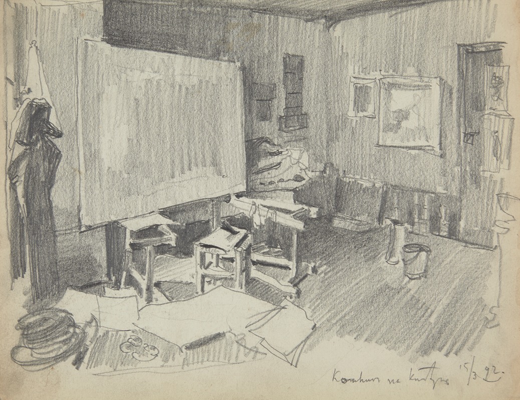 Józef Mehoffer - The interior of Józef Mehoffer’s studio in Paris