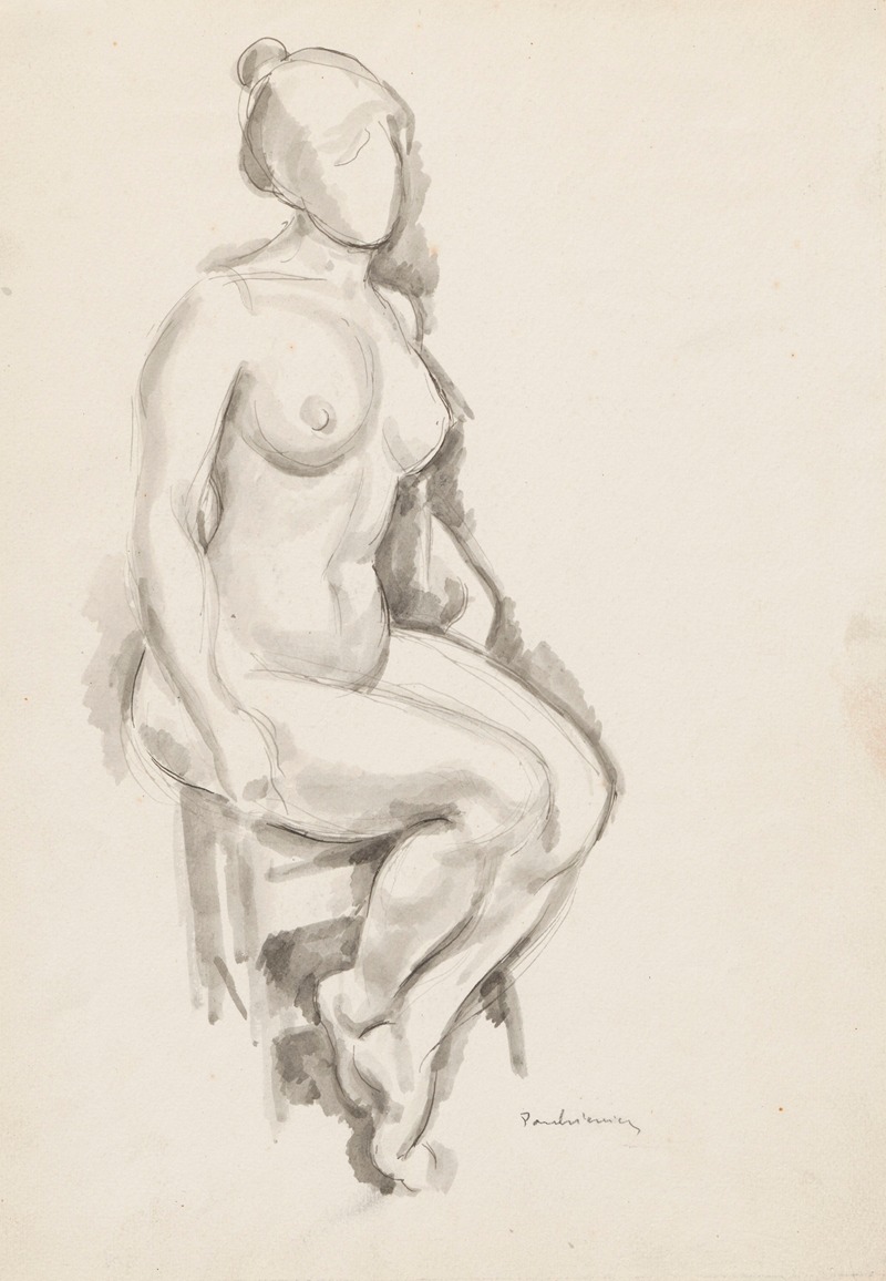Józef Pankiewicz - Nude woman sitting