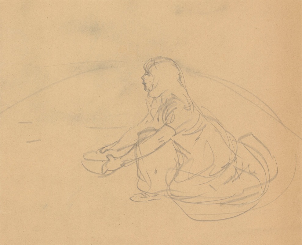 Théophile Alexandre Steinlen - Jeune fille accroupie présentant un bol