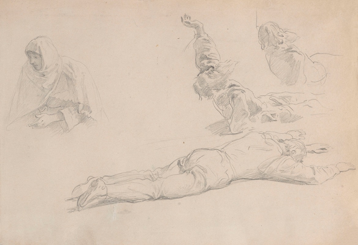 Wojciech Gerson - Studies of Male Figures, Sketch for the Painting ‘The Princess’s Dowry’