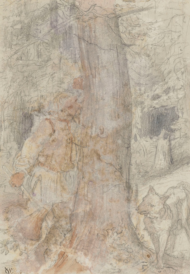 Wojciech Gerson - Wolf and Lumberjack, Illustration for a Fable by Walery Przyborowski