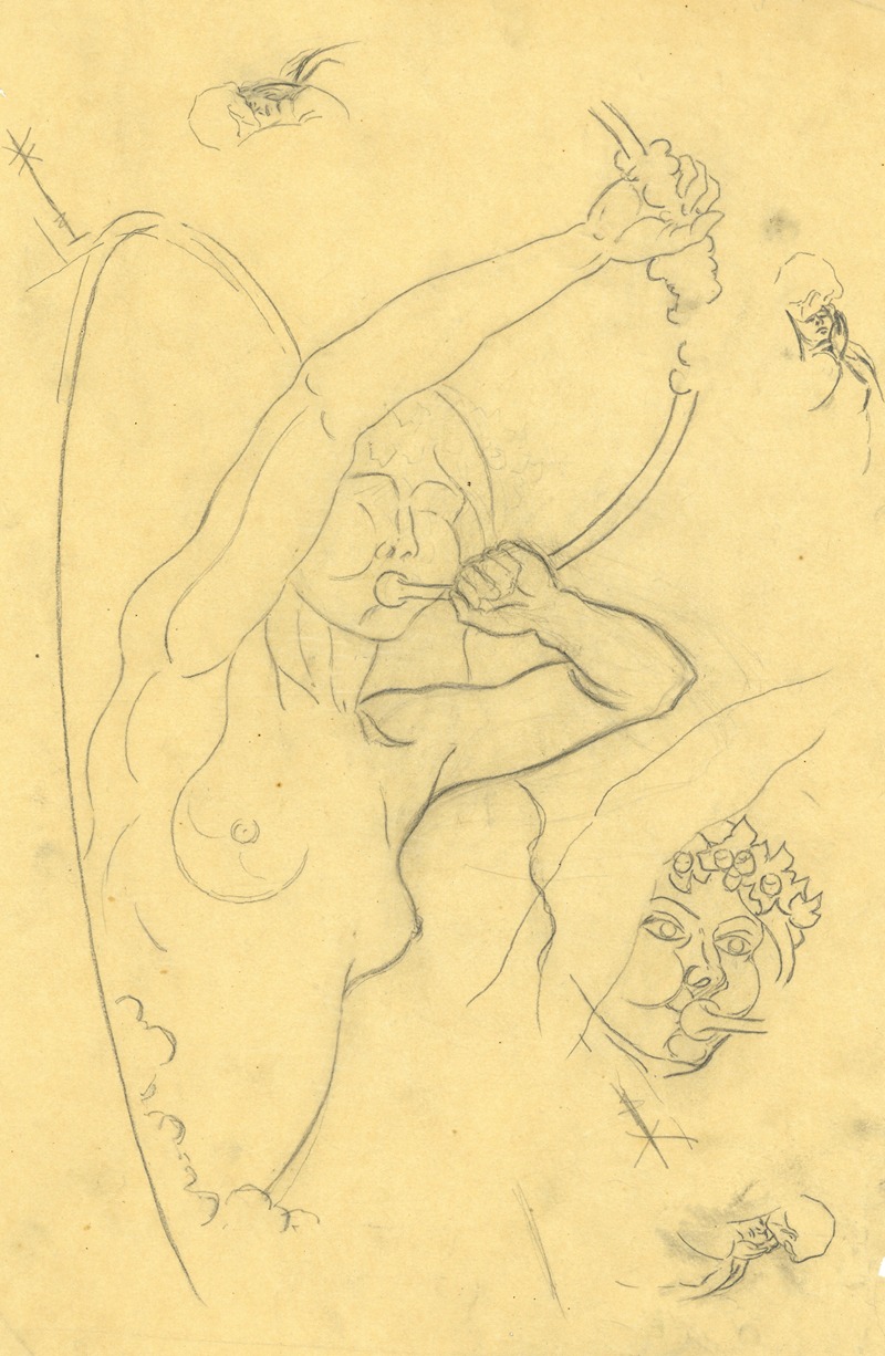 Albert Daenens - Bazuinblazende vrouw, ontwerp
