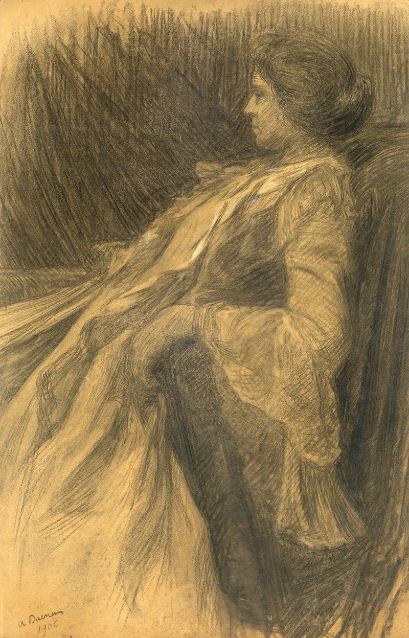 Albert Daenens - Vrouw, achteruitzittend in stoel