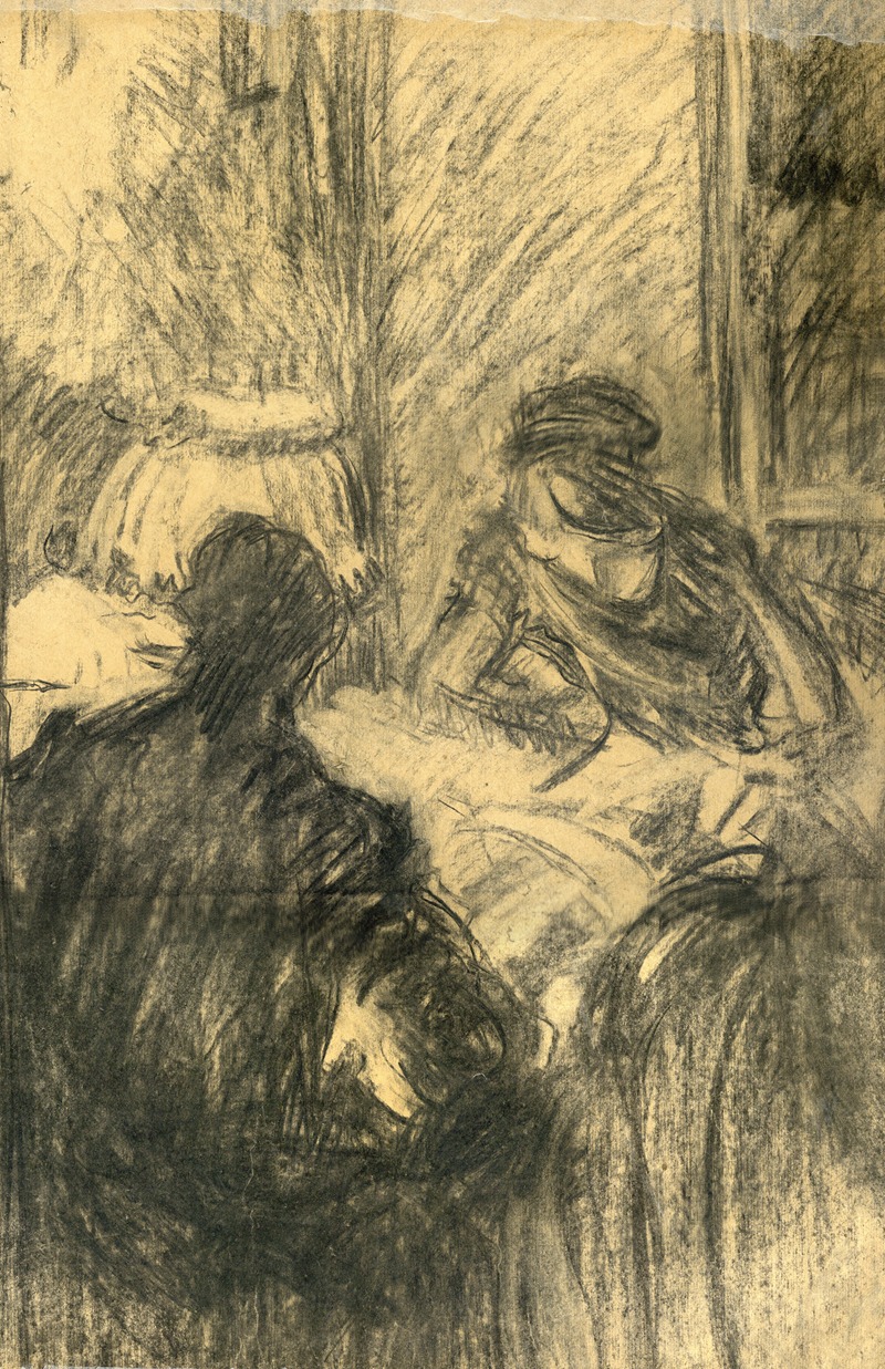Albert Daenens - Zittende figuren. Schets.