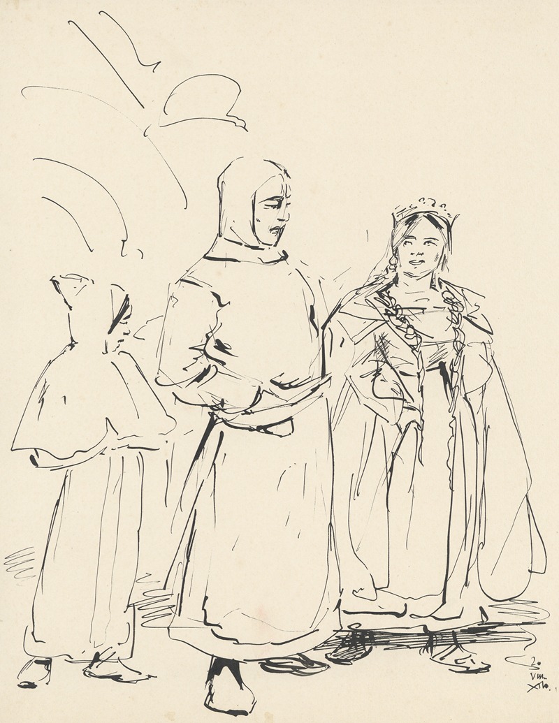 Alfred Ost - Ridderfiguur met gekroonde vrouw