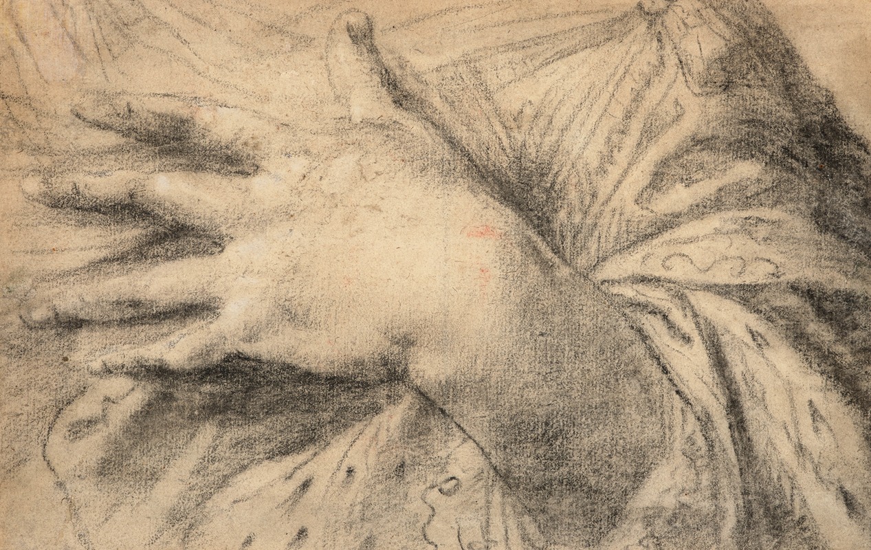 Annibale Carrache - Study of a hand for a Saint Catherine
