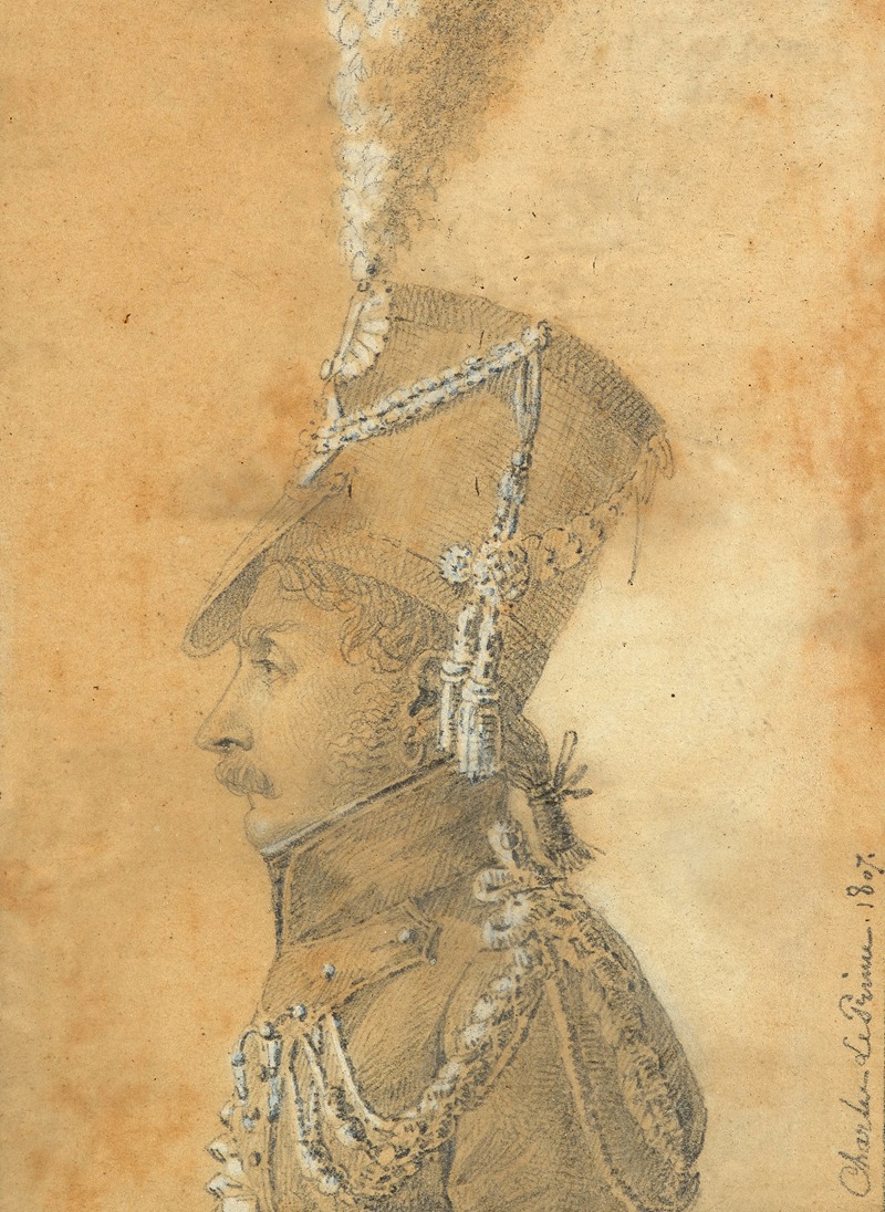 Charles De Crespy Le Prince - Hussard en buste de profil