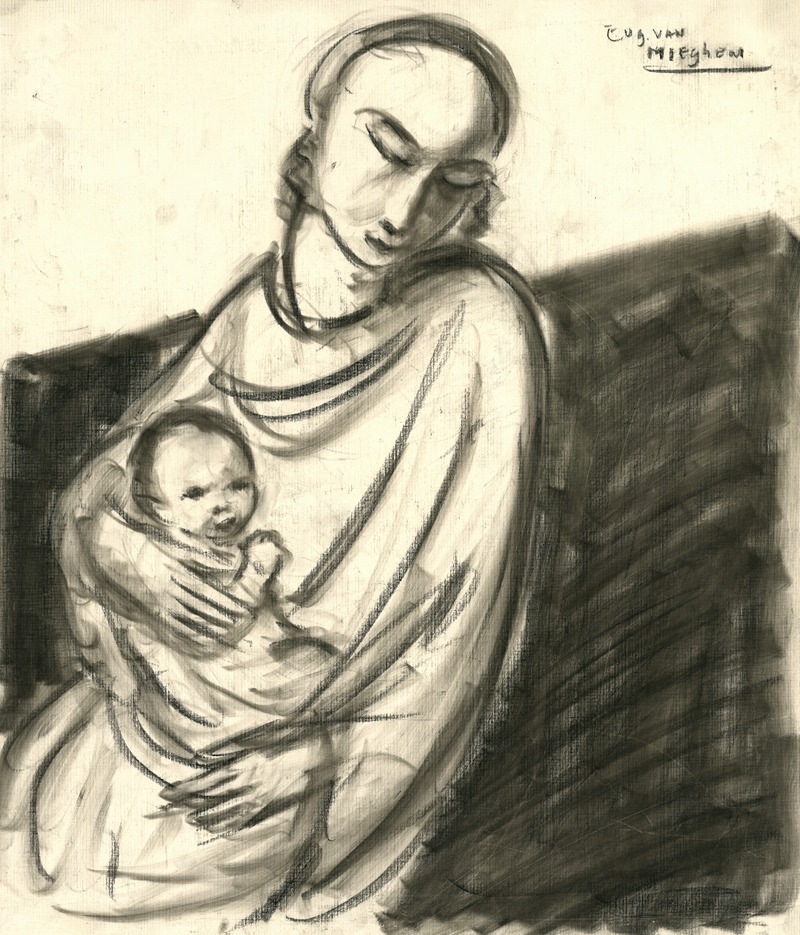 Eugeen Van Mieghem - Een moeder met een kind op haar schoot.