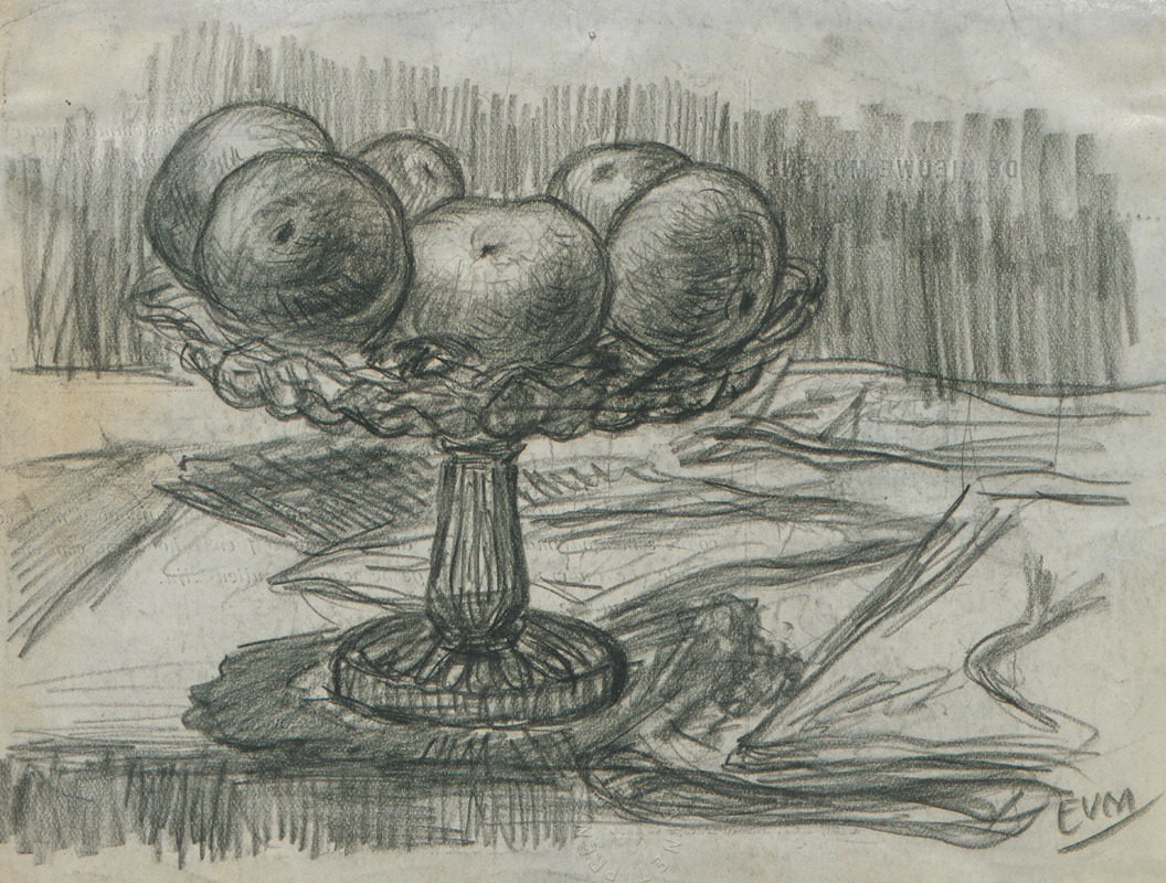 Eugeen Van Mieghem - Een tafel met daarop een fruitschaal.