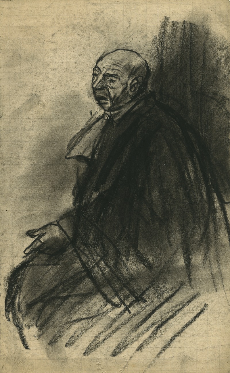 Eugeen Van Mieghem - Portret van een zittende man in toga (profiel).