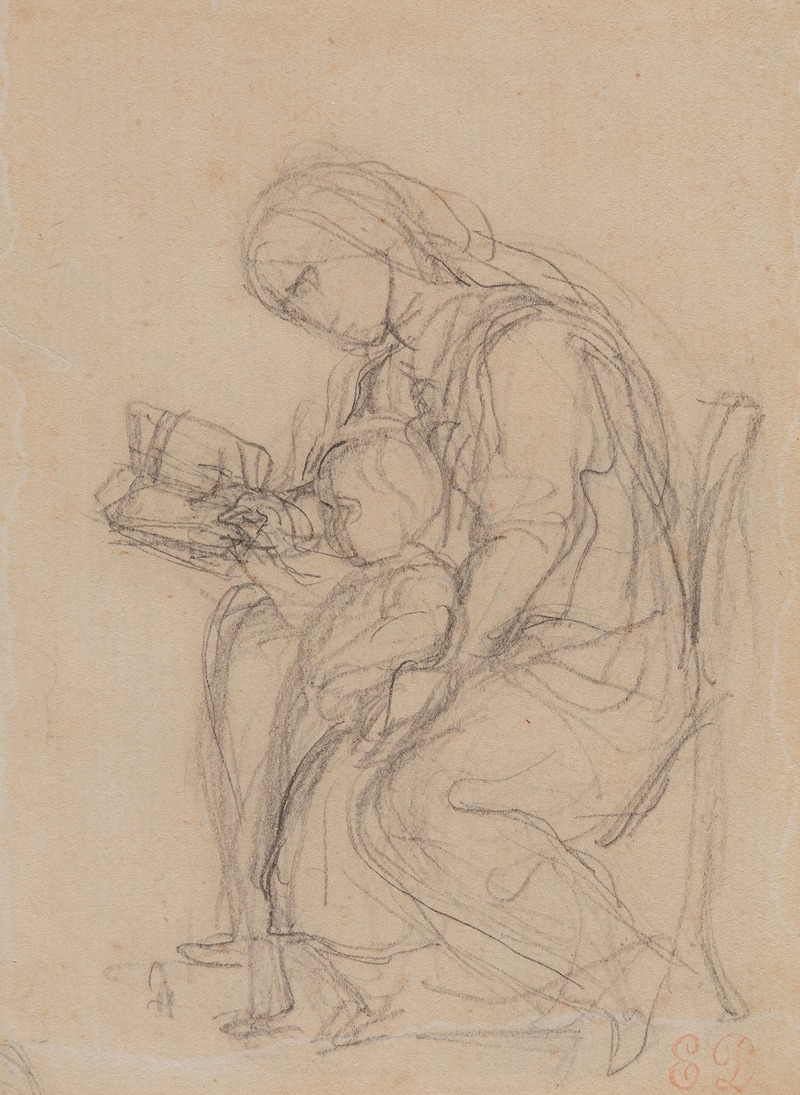 Eugène Delacroix - Mother and child reading (The Education of the Virgin)