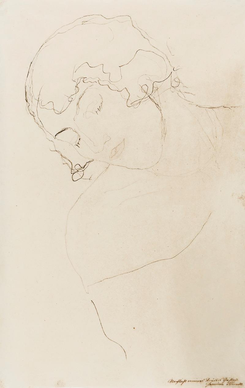 Gustav Klimt - Kopf und Schultern einer Frau nach links geneigt