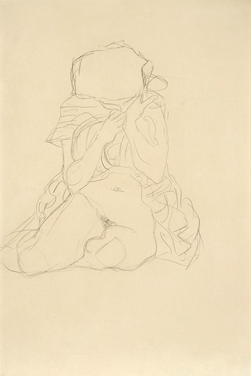 Gustav Klimt - Sitzender Halbakt von vorne. Studie zu Tod und Leben (Semi-Nude seated. Study for Death and Life)