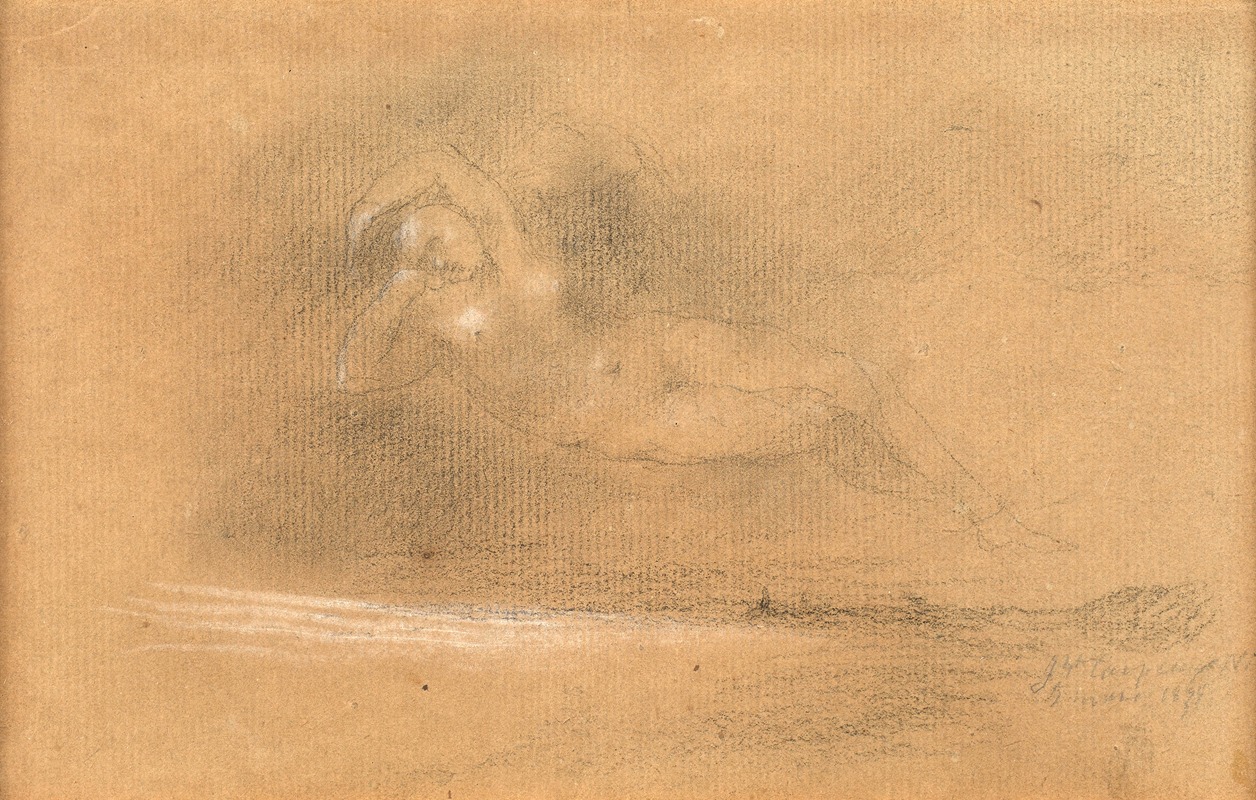 Jean-Baptiste Carpeaux - Jeune femme allongée dans un paysage