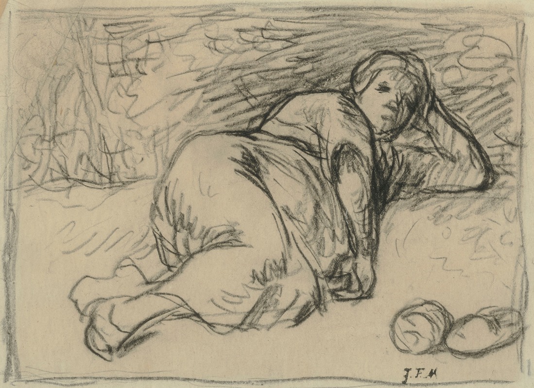 Jean-François Millet - La Dormeuse (Bergère dormant à l’ombre d’un buisson de chênes)