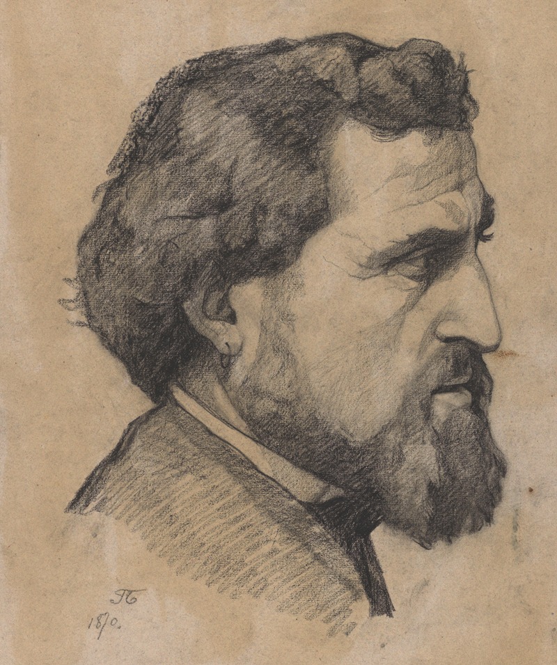 Jean-François Taelemans - Portrait d’homme barbu, de profil côté droit, un anneau à l’oreille