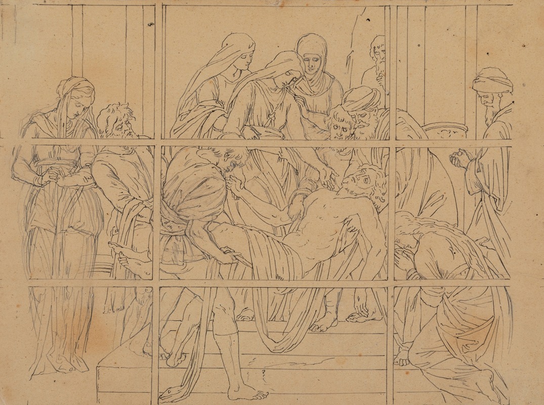 Julius Schnorr von Carolsfeld - The Entombment of Christ (Study for a stained glass window)