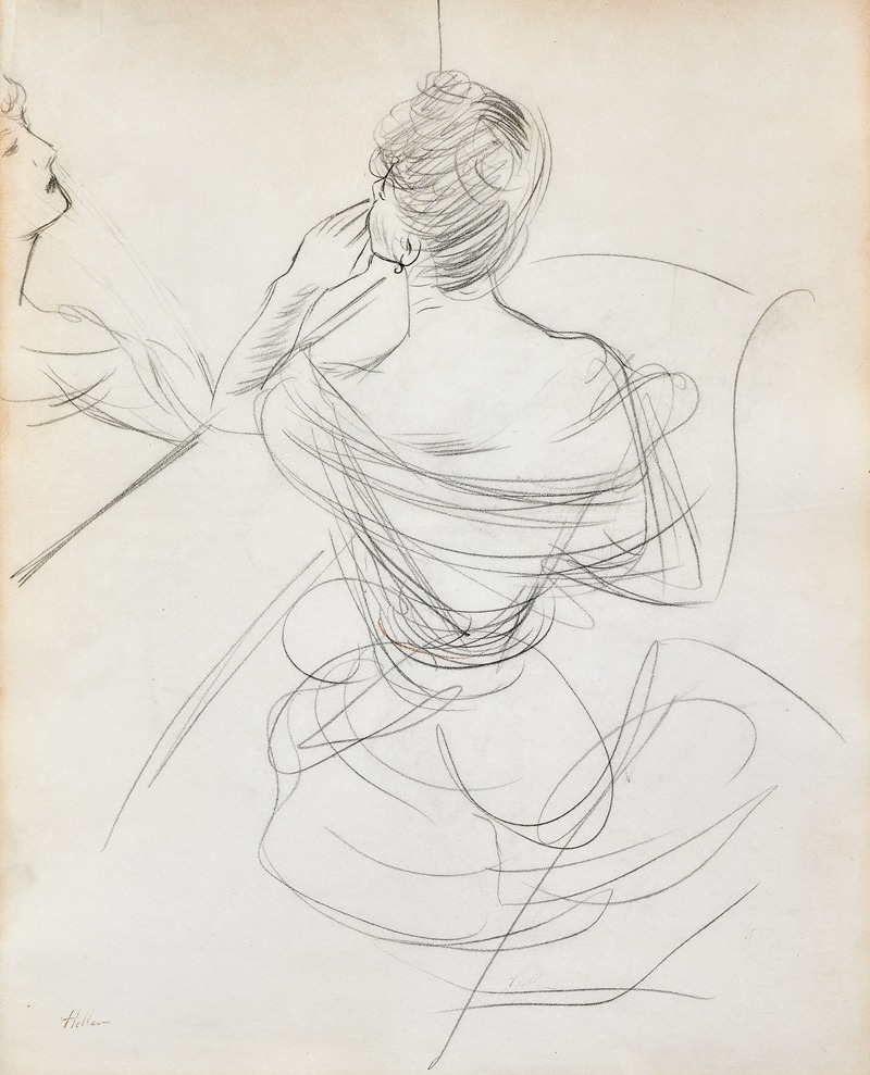 Paul César Helleu - La Comtesse de Greffulhe de trois-quarts dos regardant la glace