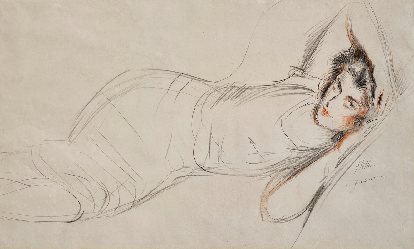 Paul César Helleu - Portrait of Yvonne Alexandre de Boismartin