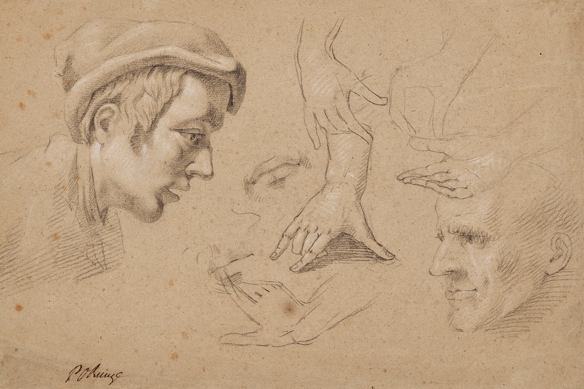 Philipp Otto Runge - Study of heads and hands