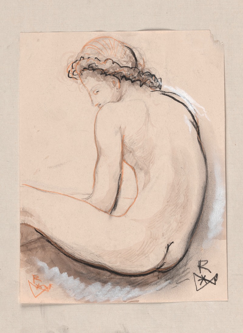 Victor Rousseau - Nude figure sitting