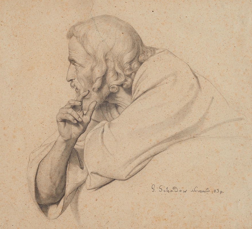 Wilhelm Von Schadow - Halbfigurenstudie eines Mannes im Profil