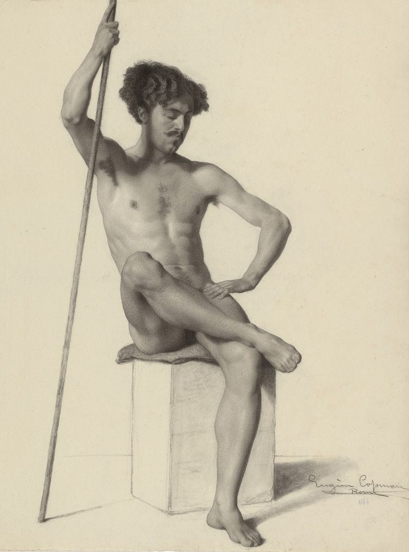 Eugène Jean Copman - Seated male nude