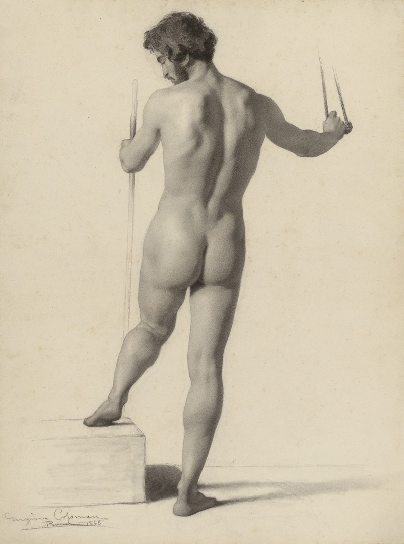 Eugène Jean Copman - Standing male nude, seen from behind