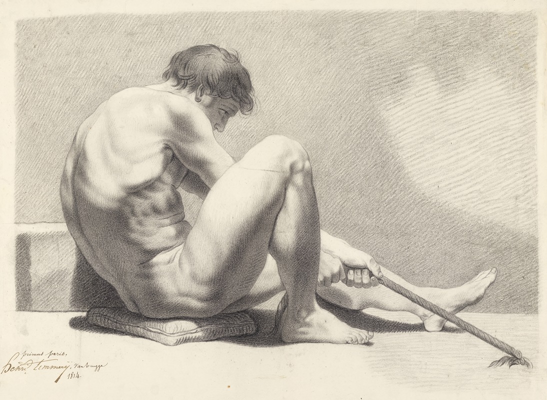 Henri Timmerij  - Seated male nude with a rope