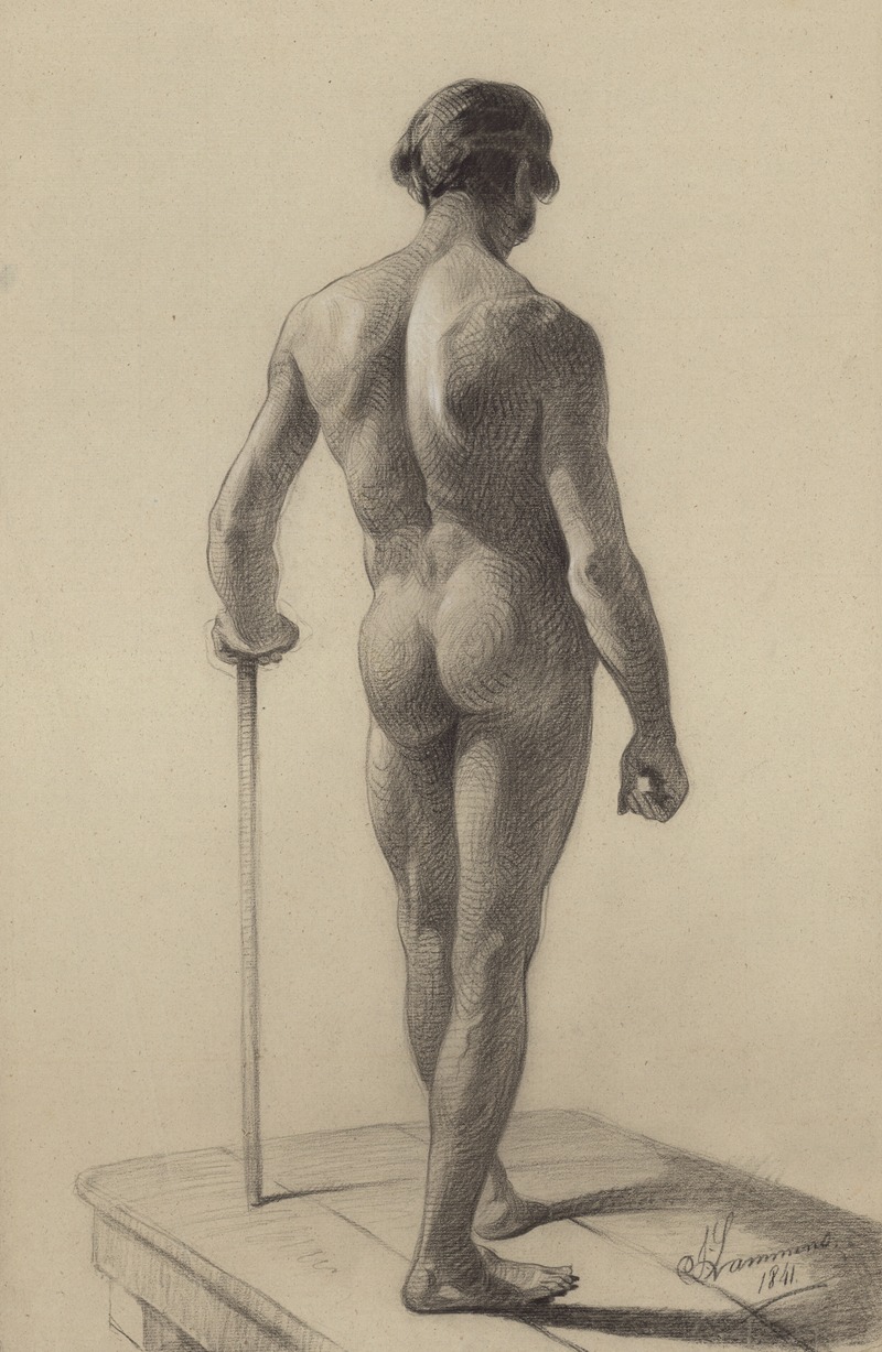 Jean Baptiste Lammens - Male nude seen from the back