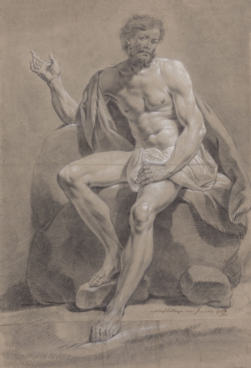 Joseph Benoît Suvée - Seated male nude