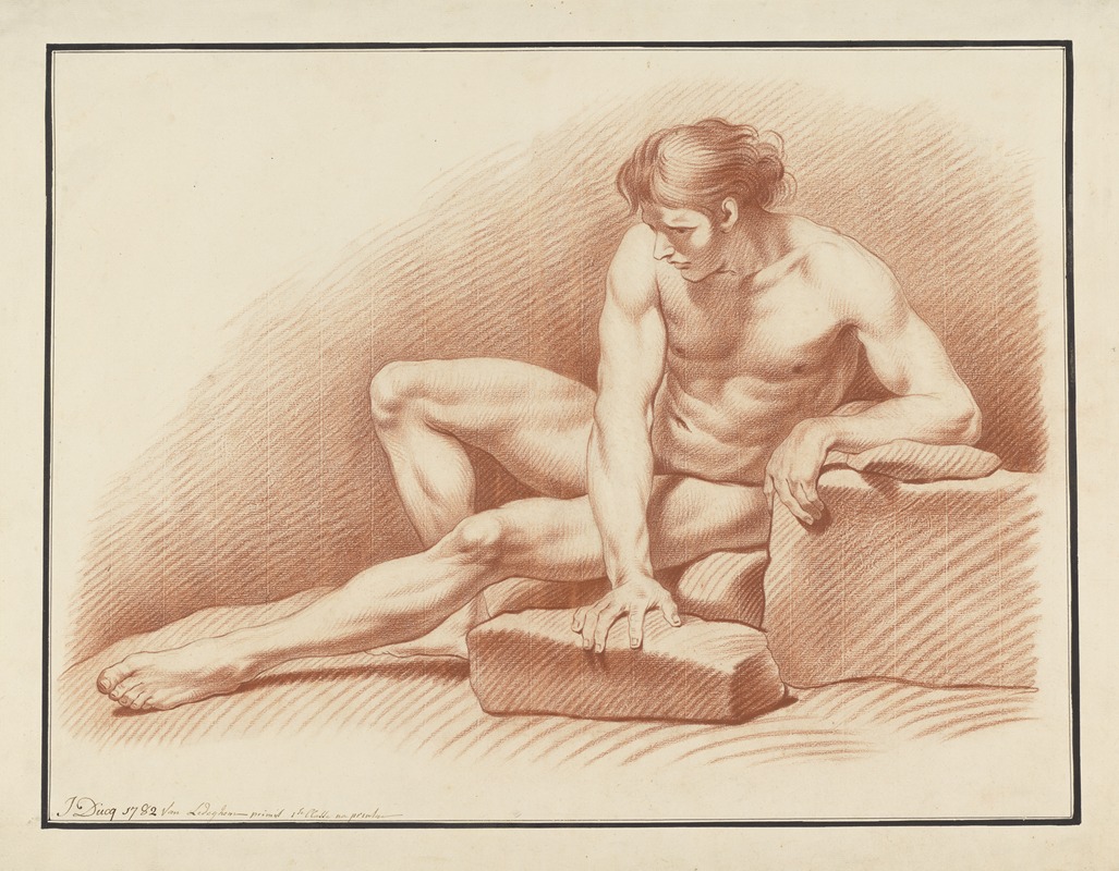 Joseph François Ducq - Seated male nude