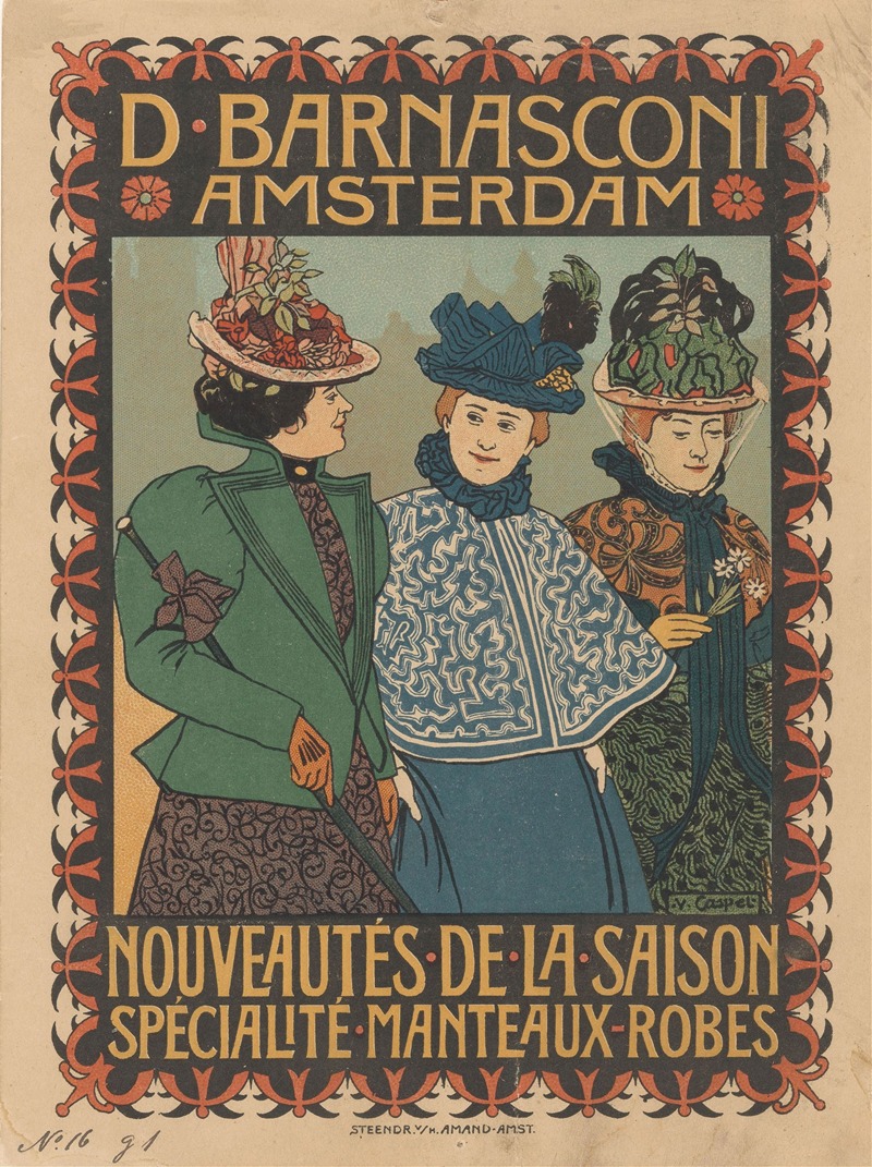 Johann Georg van Caspel - Advertisement of clothing store D. Barnasconi in Amsterdam