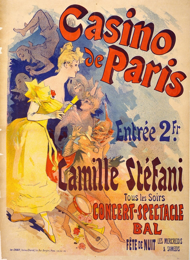 Jules Chéret - Casino of Paris. Camille Stéfani. Concert-spectacle bal