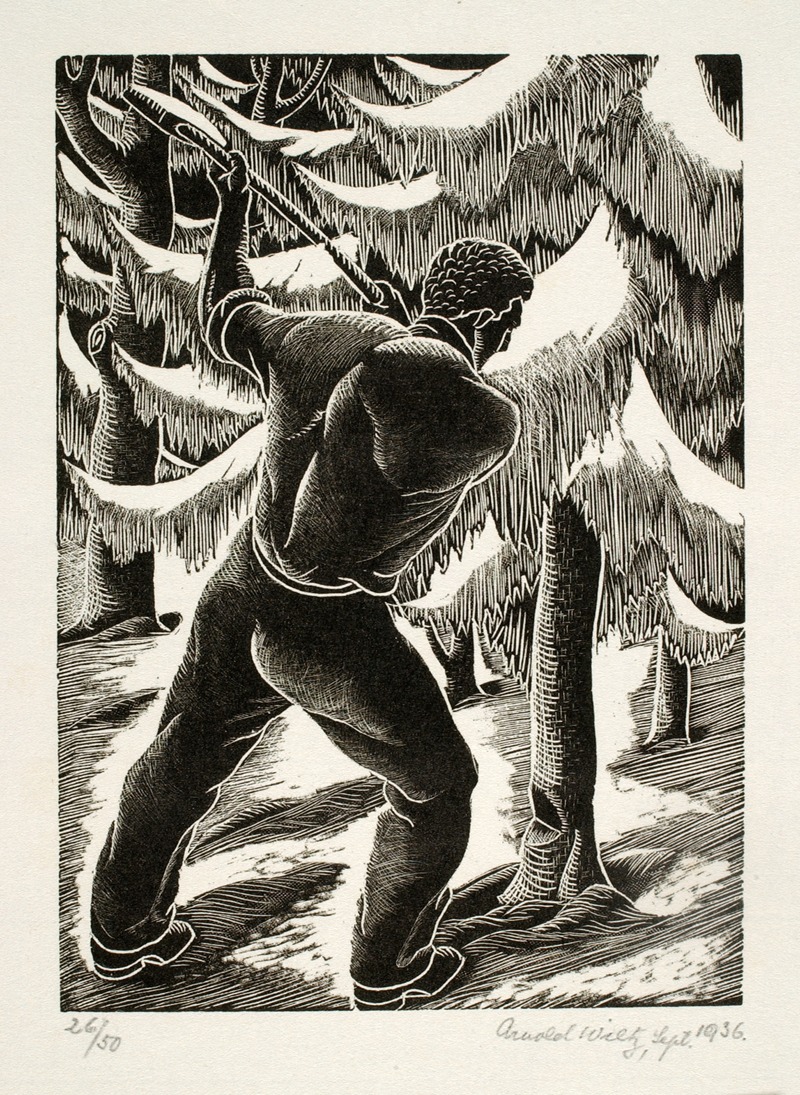 Arnold Wiltz - Untitled (man cutting down tree)