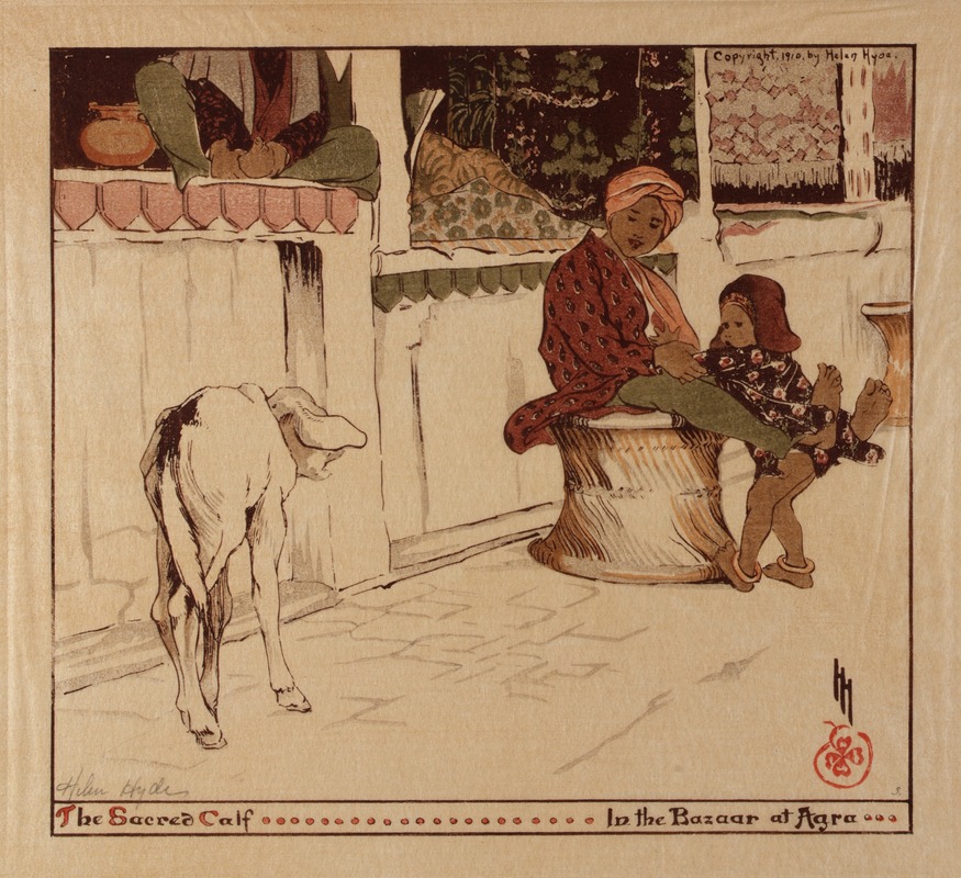 Helen Hyde - The Sacred Calf in the Bazaar at Agra