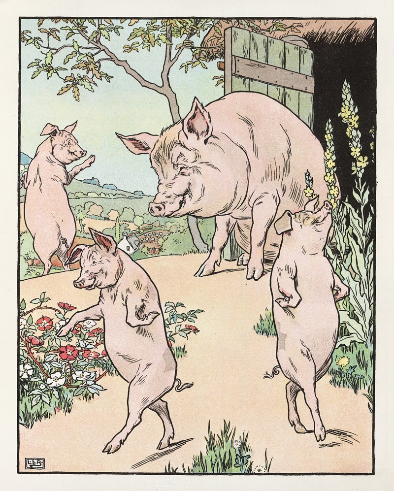 Leonard Leslie Brooke - Four pigs