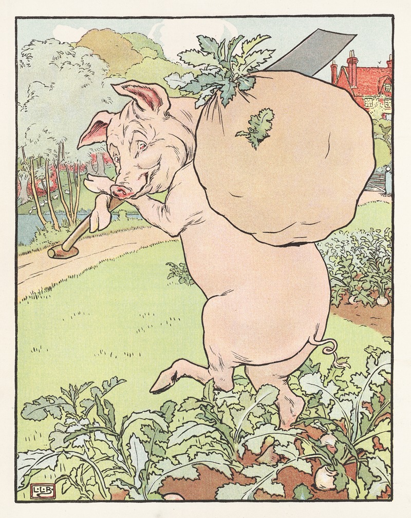 Leonard Leslie Brooke - A pig in the garden