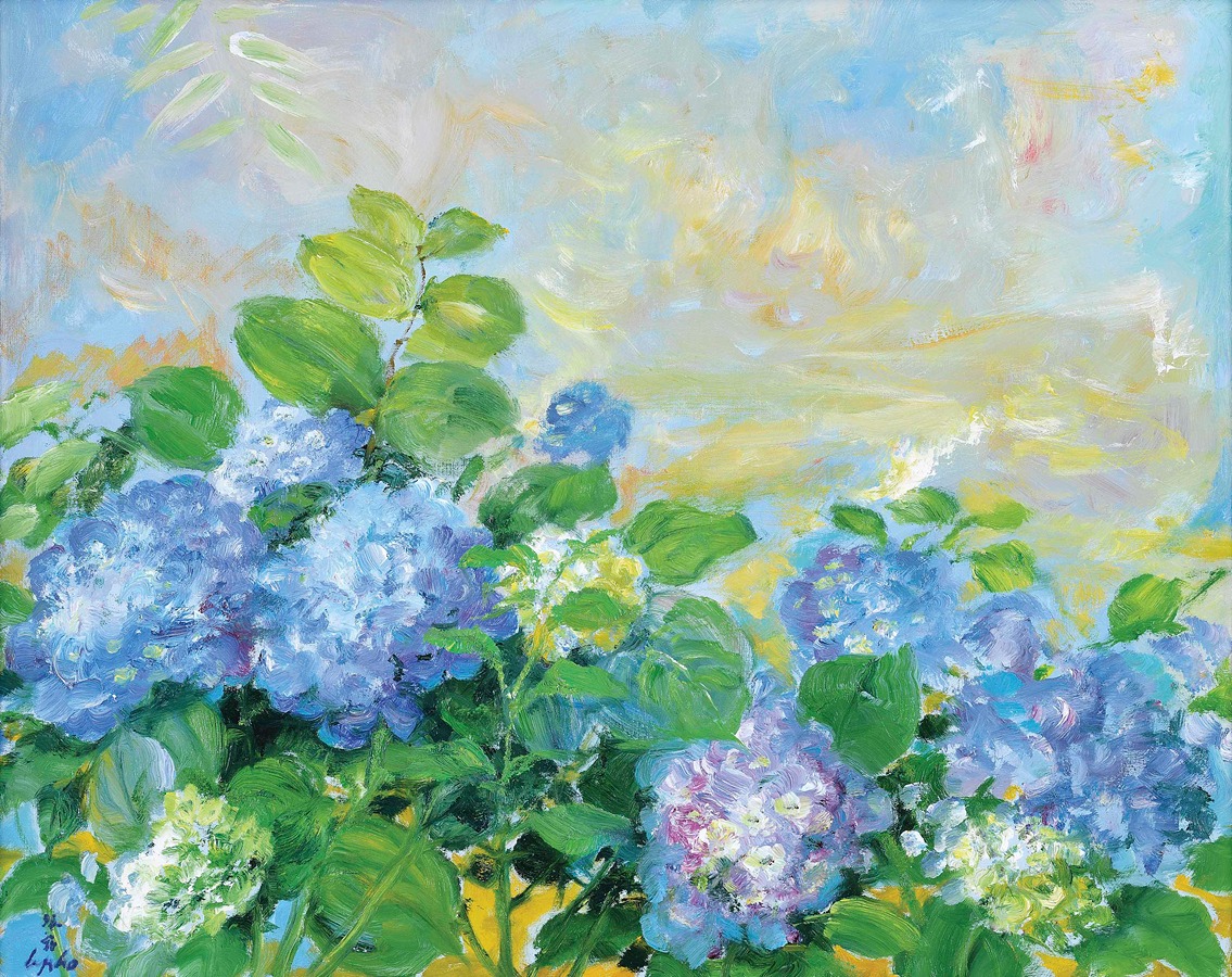 Les Hortensias Bleus (The Blue Hydrangeas) by Le Pho - Artvee