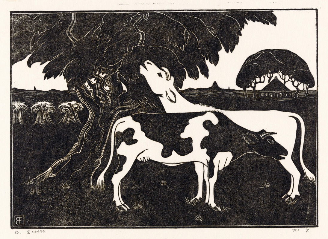 Bernard Essers - Twee koeien bij een boom