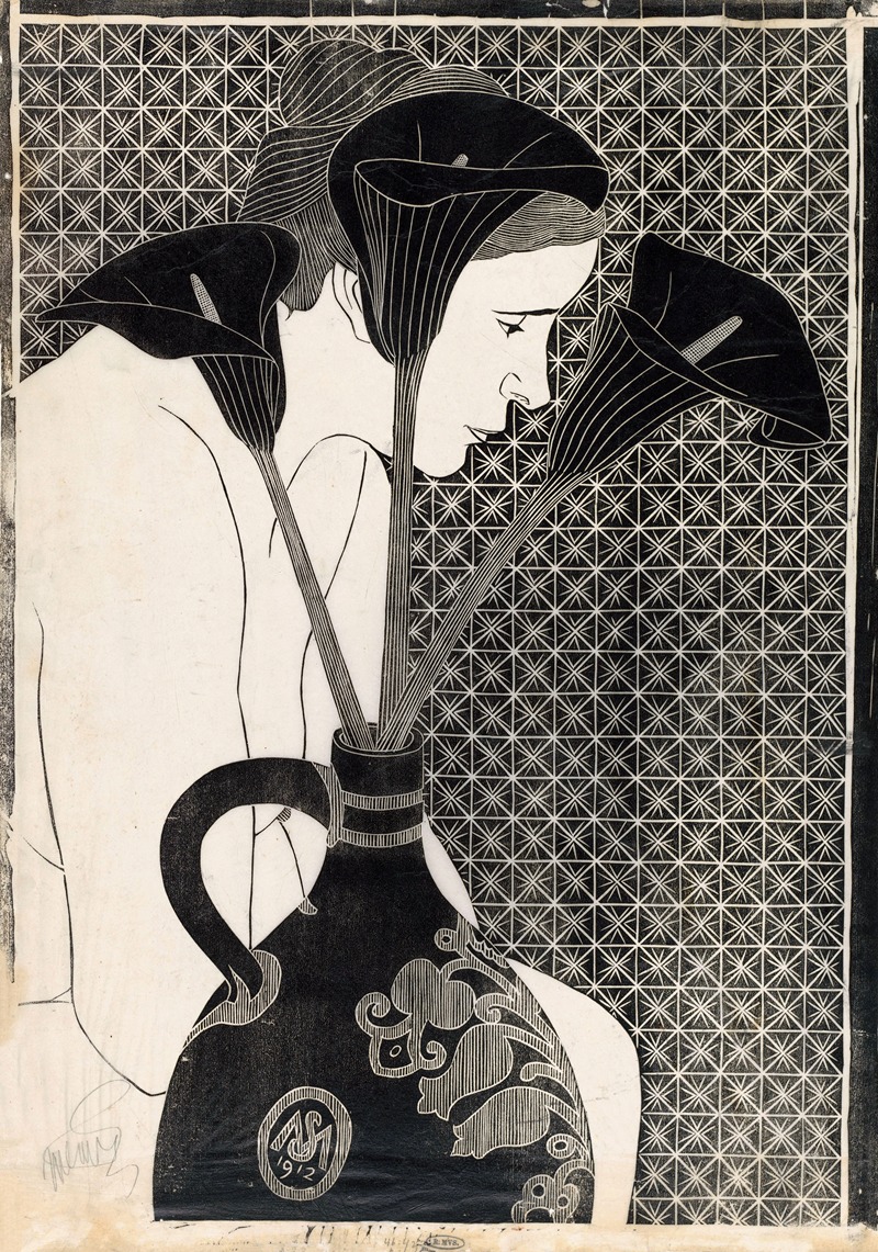 Samuel Jessurun de Mesquita - Vrouwelijk naakt achter vaas met aronskelken