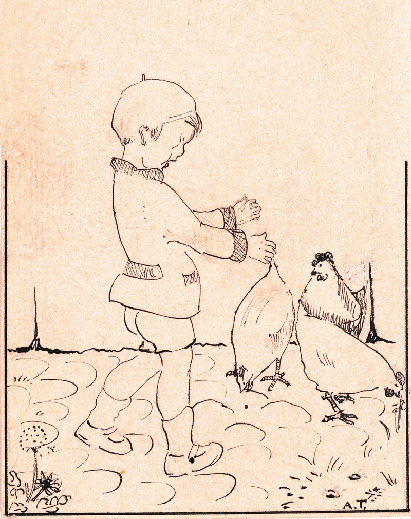 A. Tinbergen - Jongen tussen de kippen