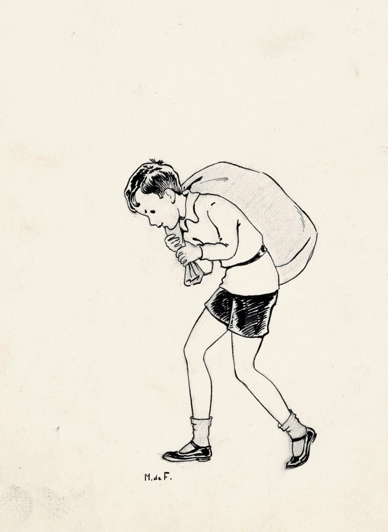 Miep de Feijter - Jongen met een zak op de rug